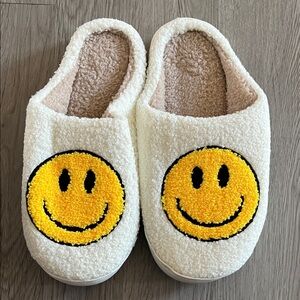 White Smiley Face Slippers